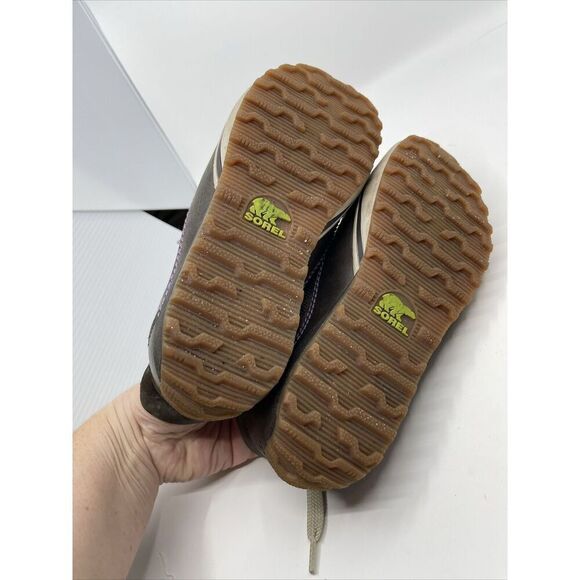 Sorel Mackenzie Lace Low Waterproof Leather Brown Grey Boots Fleece Lining S 6.5 - Picture 8 of 9